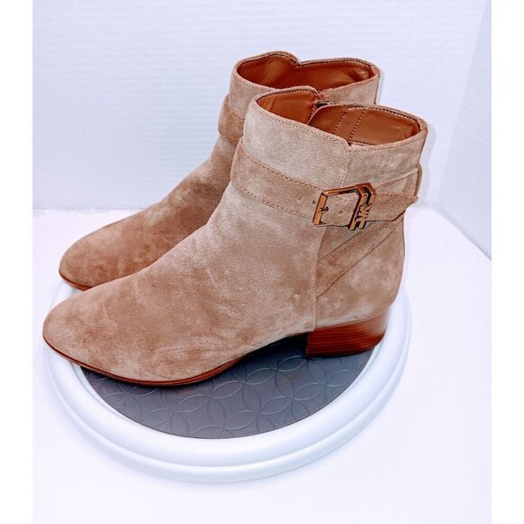 Michael Kors Suede Ankle Boots With Buckle & Zip Closure - Picture 6 of 7